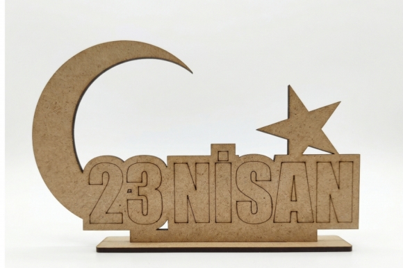 23 Nisan Temalı Ahşap Boyama Seti - Ham MDF Eğitici Etkinlik Malzemesi (19,5x12 cm)