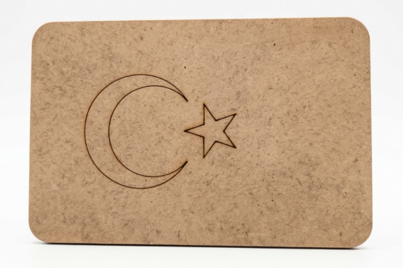 Türk Bayrağı Boyama Seti - 15x10 cm Ham MDF Lazer Kesim - Çocuklar İçin Eğitici Boyama Etkinliği (4 mm)