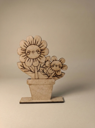 10'lu Set Ahşap Boyama Objesi Gülen Çiçekler Saksı - Çocuk Okul Öncesi ve Sınıf İçi Etkinlik Materyali