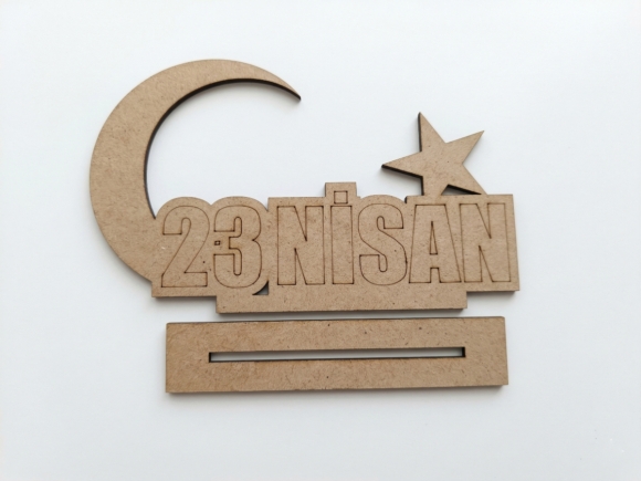 23 Nisan Temalı Ahşap Boyama Seti - Ham MDF Eğitici Etkinlik Malzemesi (19,5x12 cm)