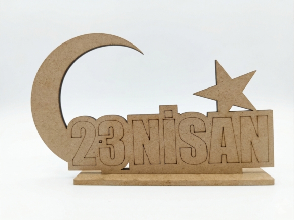 23 Nisan Temalı Ahşap Boyama Seti - Ham MDF Eğitici Etkinlik Malzemesi (19,5x12 cm)
