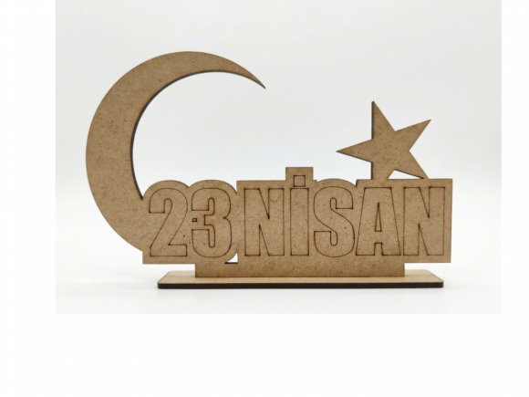 23 Nisan Temalı Ahşap Boyama Seti - Ham MDF Eğitici Etkinlik Malzemesi (19,5x12 cm)