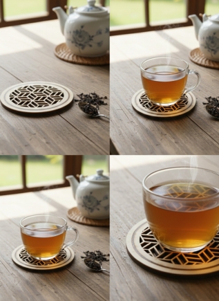 6’lı Geometrik Desenli Ahşap Bardak Altlığı Seti - 10 cm Lazer Kesim Ham MDF Çay Altlığı