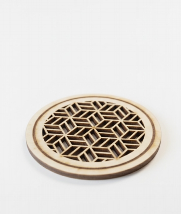6’lı Geometrik Desenli Ahşap Bardak Altlığı Seti - 10 cm Lazer Kesim Ham MDF Çay Altlığı