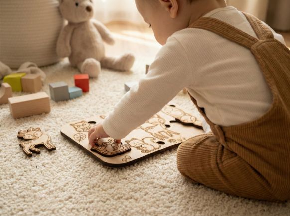 Ahşap Orman Hayvanları Yapboz ve Boyama Seti