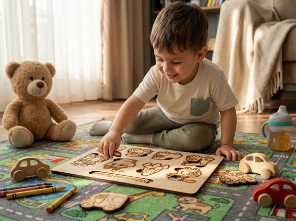 İsme Özel Ahşap Puzzle - Eğitici Taşıtlar ve Araçlar Yapboz - Montessori Oyuncak