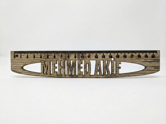 Kişiye Özel İsimli Ahşap Cetvel - 20 cm Öğrenci ve Okul Hediyesi - Lazer Kesim