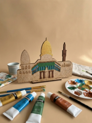 Mescid-i Aksa Ahşap Boyama - 4mm Ham MDF Kendin Yap (DIY) Hobi Etkinlik Objesi (15x10 cm)