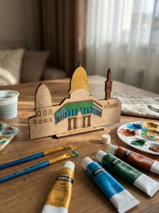 Mescid-i Aksa Ahşap Boyama - 4mm Ham MDF Kendin Yap (DIY) Hobi Etkinlik Objesi (15x10 cm)