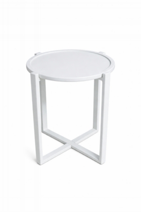 Tahtagurusu 22 mm Mdf Lake Boyalı Beyaz Yan Sehpa | Çift Taraflı Tepsi | 50 cm Çap – 62 cm Yükseklik