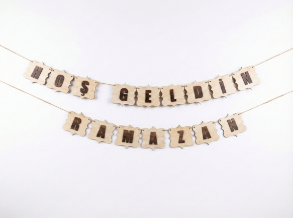 Tahtagurusu Ahşap Hoş Geldin Ramazan Duvar Süsü - 3D Çift Katmanlı Lazer Kesim