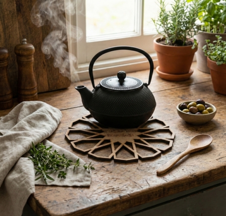 Tahtagurusu Lazer Kesim Geometrik Desenli Nihale - İsme Özel Mutfak Tasarımı