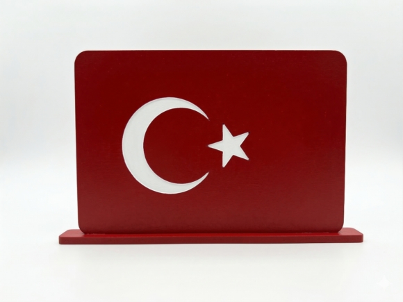 Türk Bayrağı Boyama Seti - 15x10 cm Ham MDF Lazer Kesim - Çocuklar İçin Eğitici Boyama Etkinliği (4 mm)
